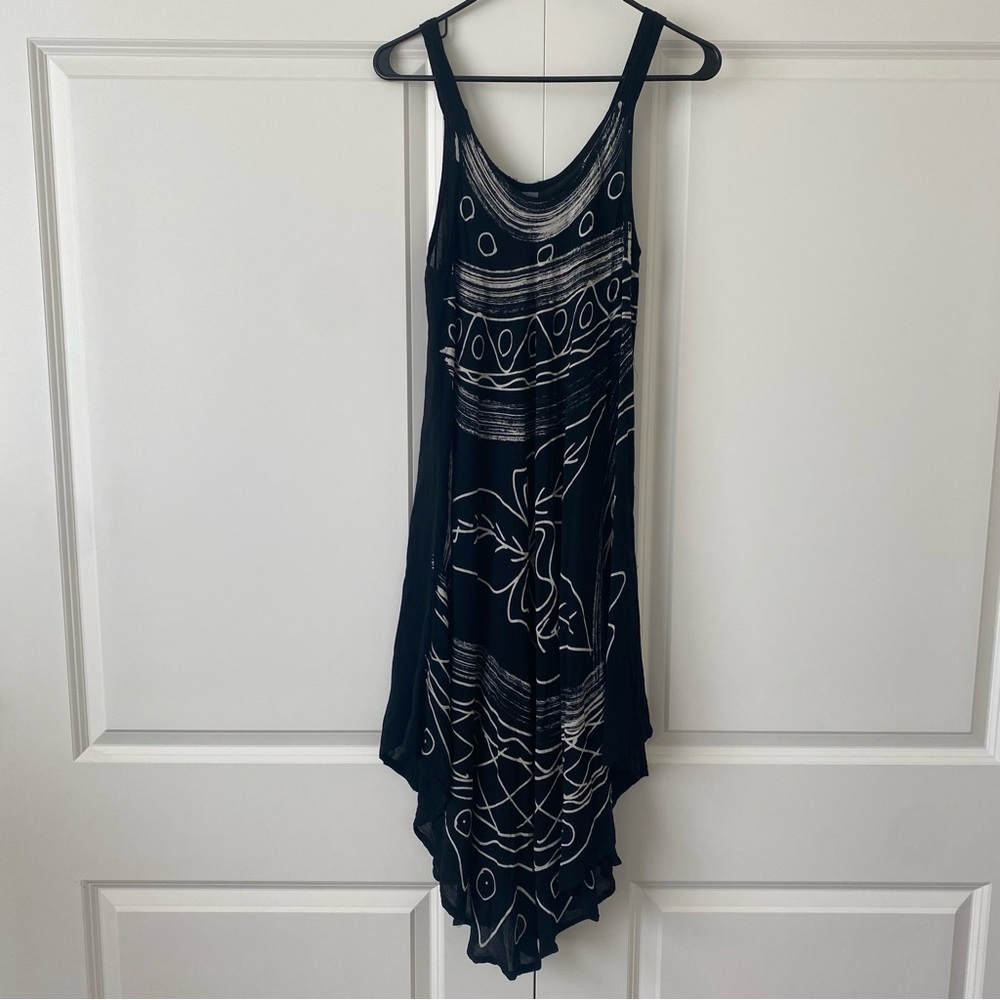 NWT Indian Boutique Free Size Black Cover Up Beach Mature Swim Pool Comfy Floral